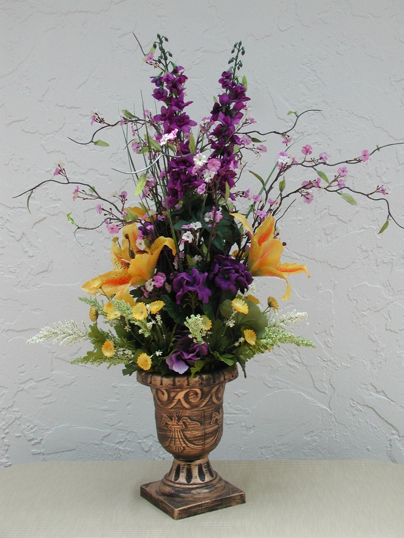 Tall Silk Lillie's,peace in the Chapel, Silk Funeral Floral, Purple and ...