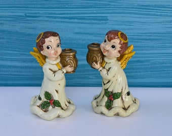 Christmas Angels, Candle holders, Josef Originals, set of two angels, Angel figurines, Christmas Decorations, rrdesigns561, Leesa Jo Schenk