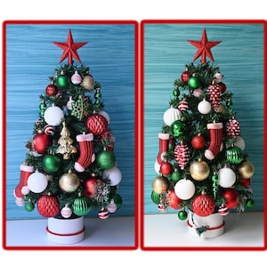 Miniature Christmas Tree, Fully Decorated Tree, 50 Colored Lights, Tree with Lights, Tabletop Tree, Christmas Centerpiece, rrdesigns561 image 4