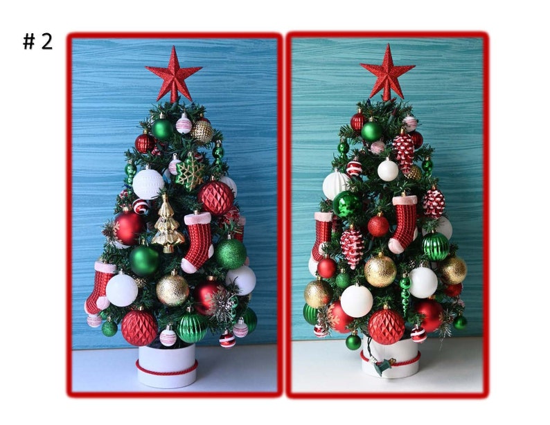 Miniature Christmas Tree, Fully Decorated Tree, 50 Colored Lights, Tree with Lights, Tabletop Tree, Christmas Centerpiece, rrdesigns561 Tree #2