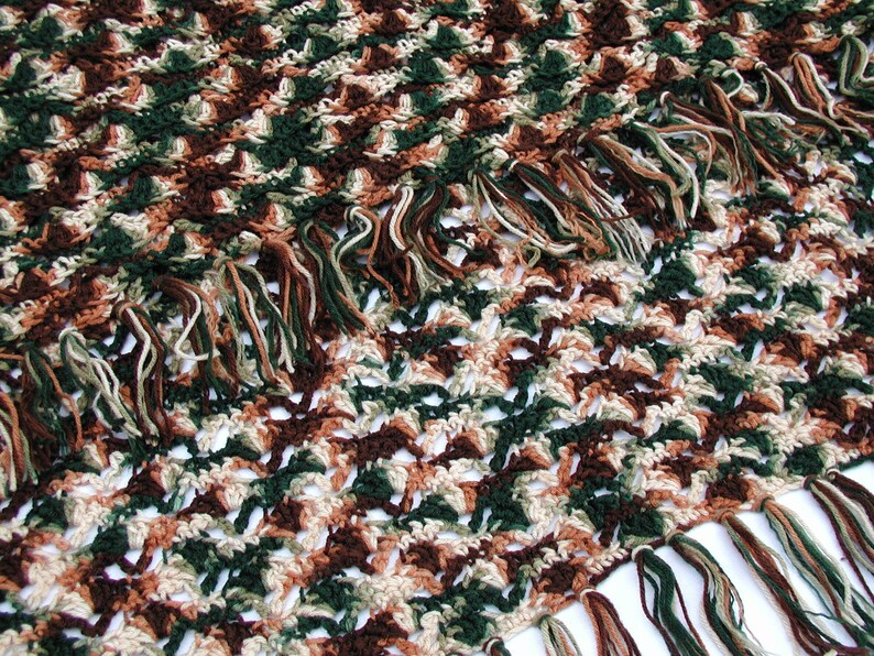 Cabins and Log Home Decor Fringe Throw Blanket Autumn Blanket Blanket Woodland Fall Man Cave Blanket Crochet Afghan