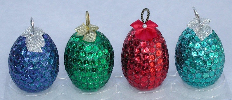 Easter Decoration Sequin Covered Eggs Solid Colored Eggs Etsy