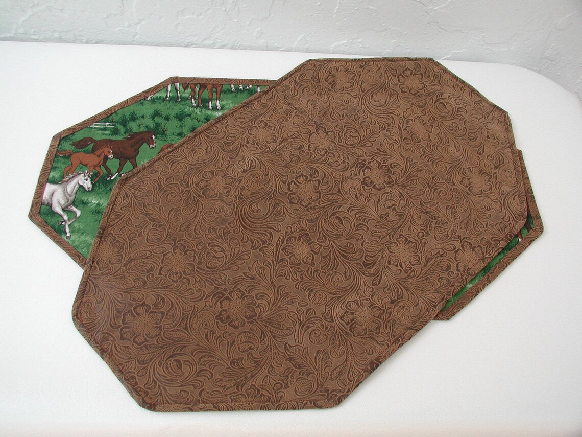 Horse Dinner Mats Table Placemats Set of 4 Green Meadows Etsy