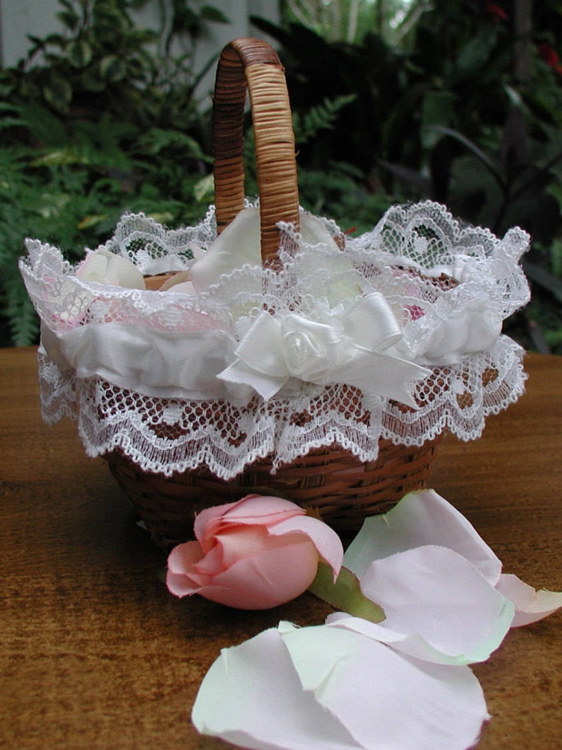 Flower Girl Basket Small Wicker Basket Flower Girl Roses Etsy