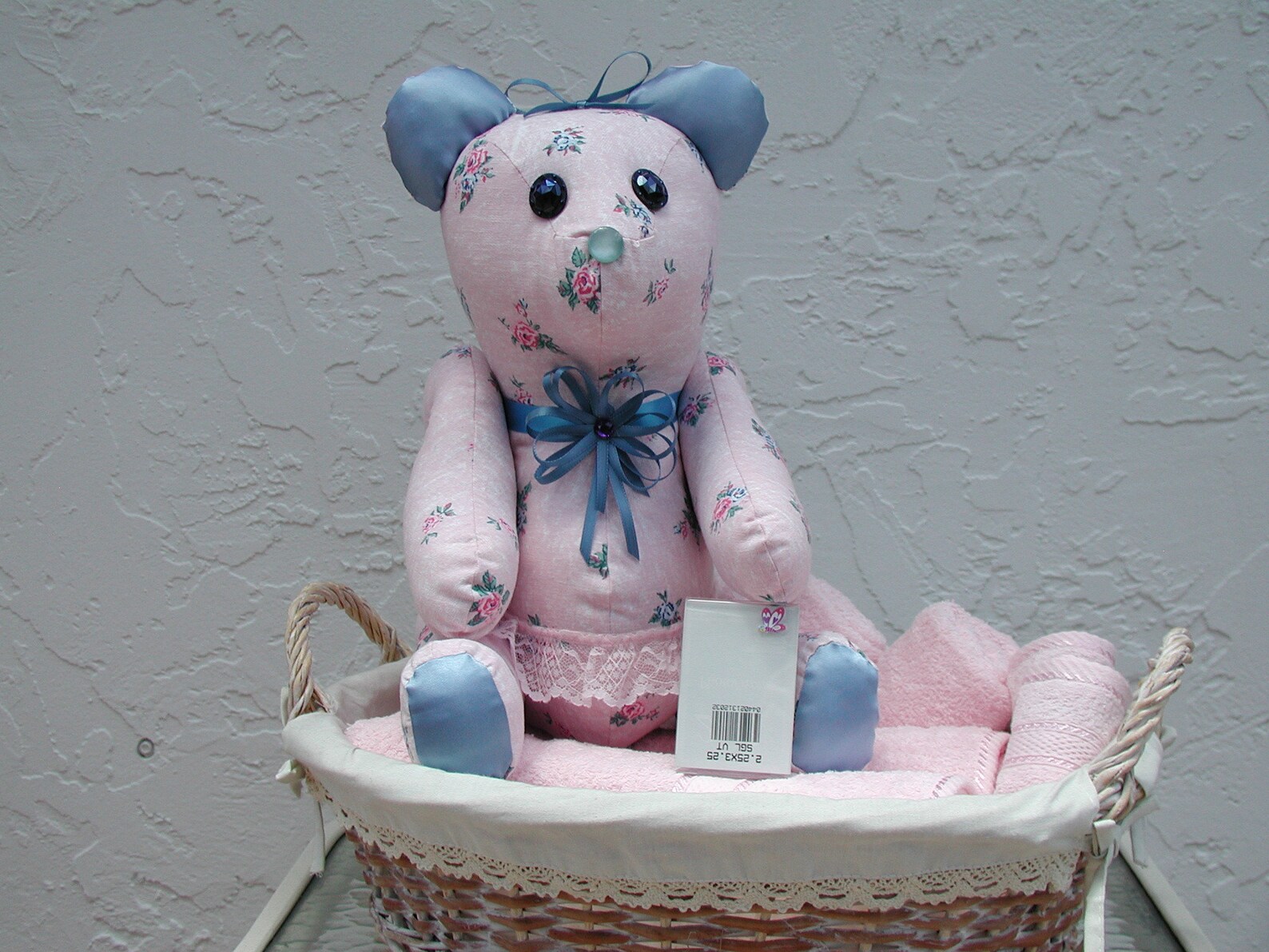 Baby Girl Shower Gift Basket, Handmade Personalized Teddy Bear, Pink ...