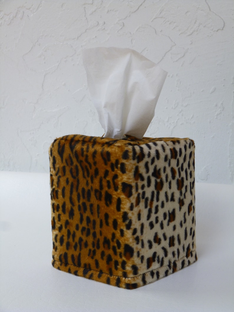 Animal Print Tissues, Zebra Print Tissues, Jaguar Print Tissues, Get Well Gift, Tissue Box Cover, washable Cover, Square Tissue Box Cover bobcat