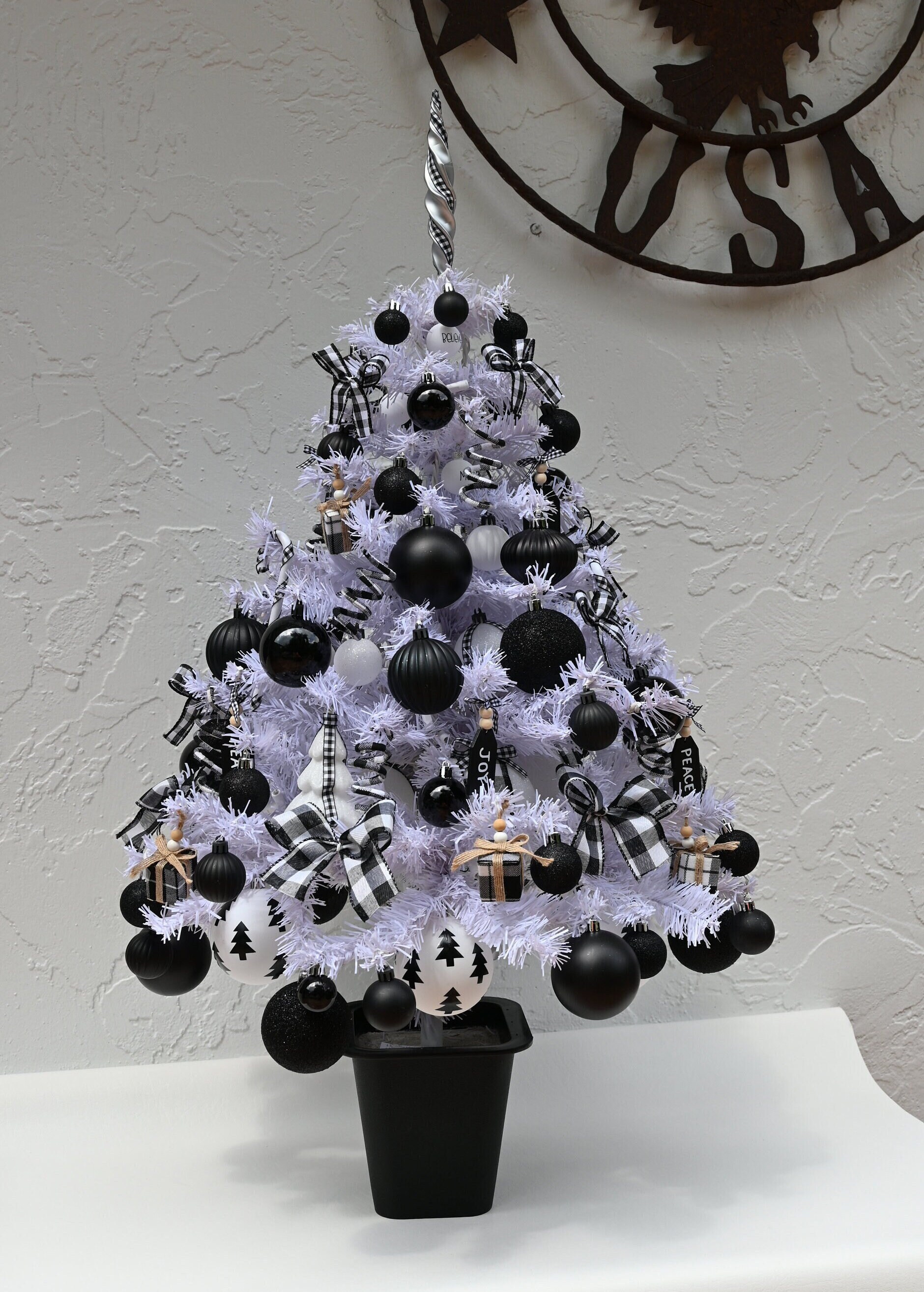 Black grey and white christmas tree Clearance