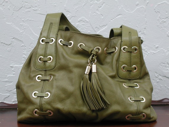 Chartreuse Handbag Leather Purse by Kors 1981 - Etsy