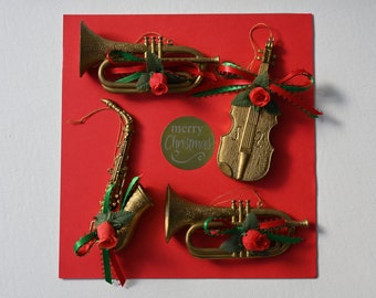 Ornamento Tromba In Miniatura Placcata Oro Con Supporto, In Confezione Legno, Regalo Per Musicisti - 2