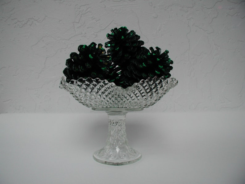 Pedestal Centerpiece Bowl Clear Glass Round Glass Etsy