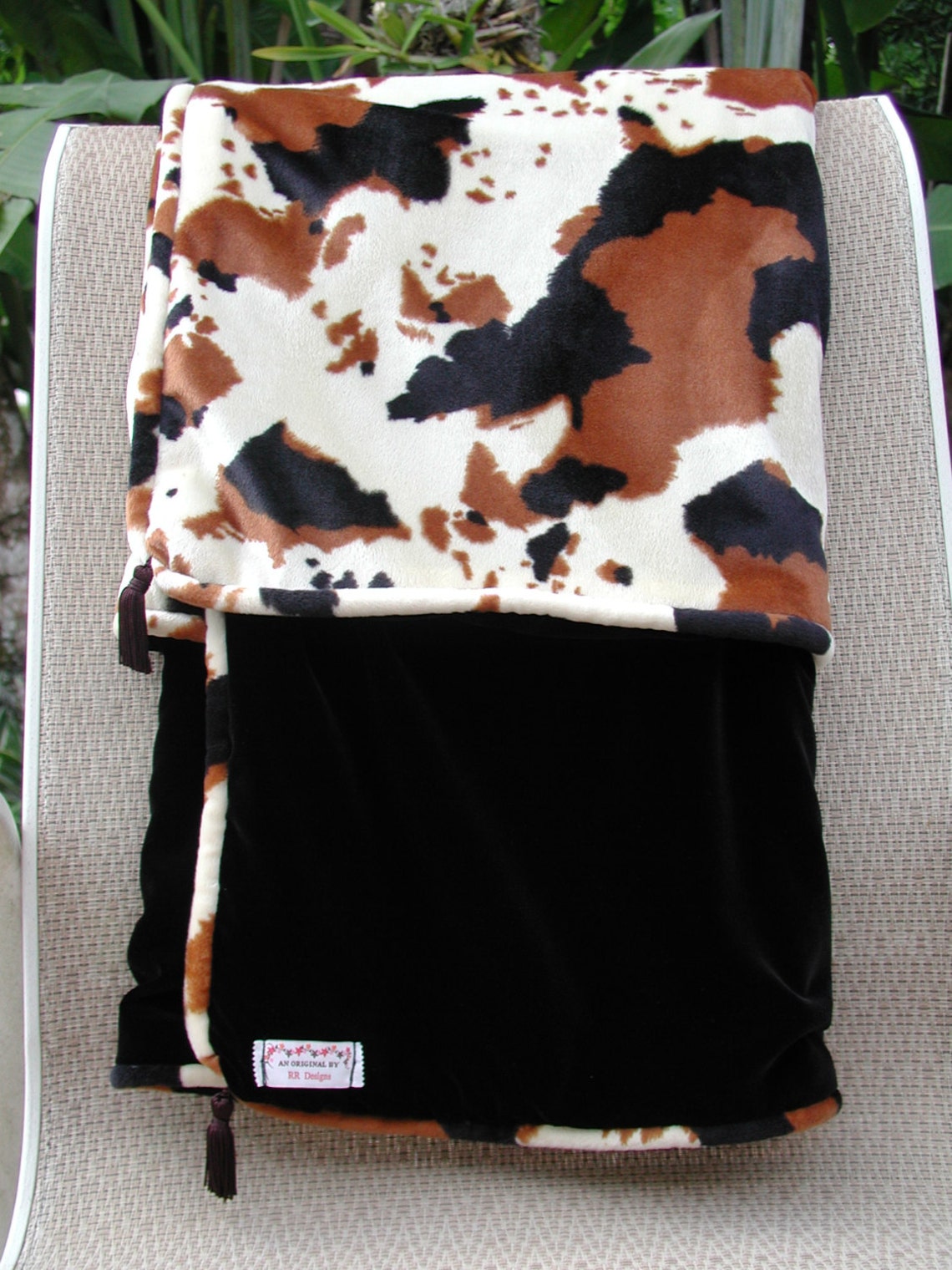 Brown Cow Blanket Cow Print Blanket Black Velvet Throw Etsy
