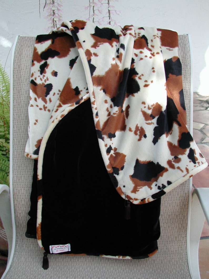 Brown Cow Blanket Cow Print Blanket Black Velvet Throw Etsy Australia