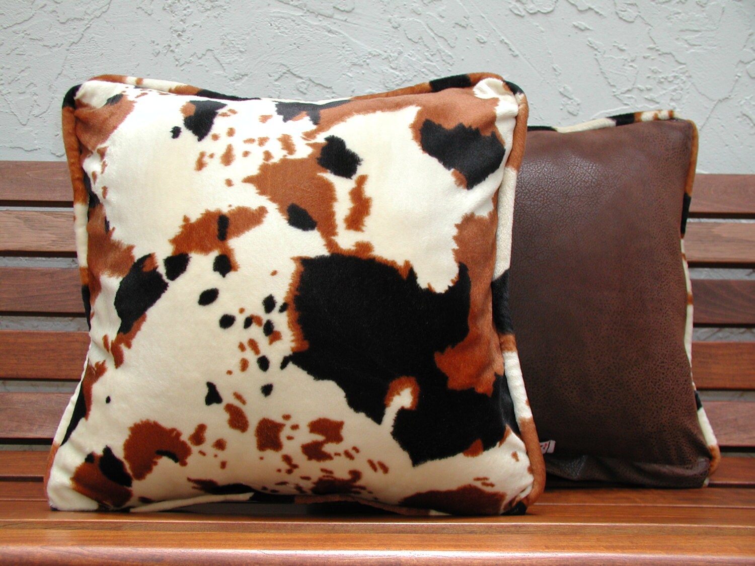 Brown Cow Pillow Cow Throw Pillow Brown Faux Leather Ranch Etsy