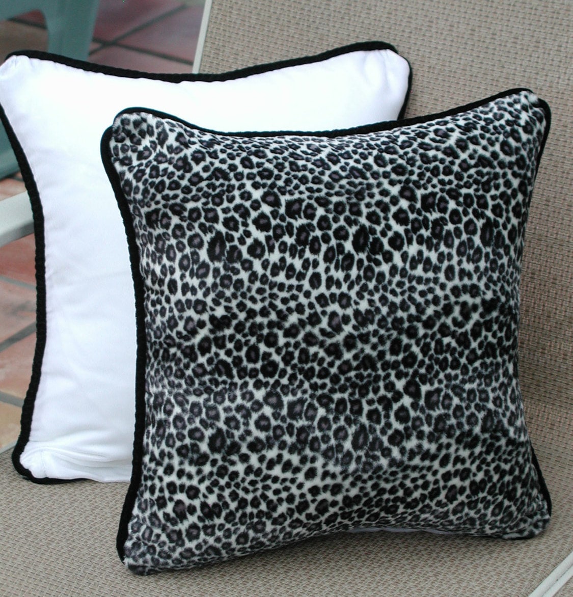 Leopard Throw Pillows Black and White Velvet Animal Print Etsy