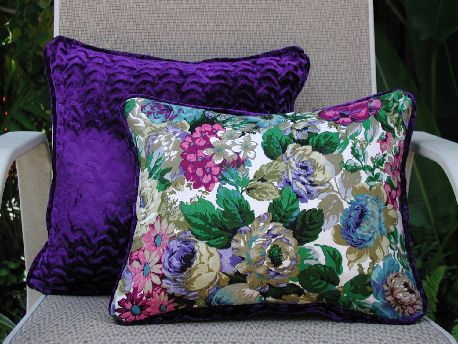 Purple Velvet Pillow Colorful Floral Pillows Velvet Throw ...