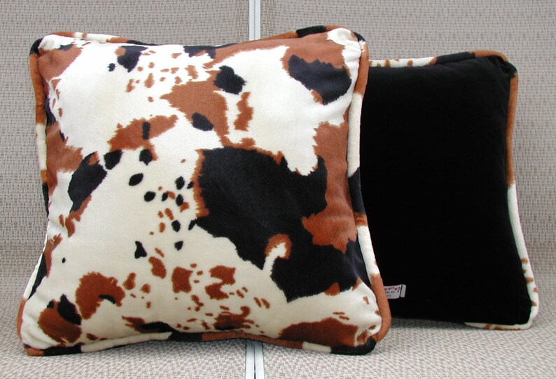Brown Cow Pillows, Black Velvet Pillow, Pillows With Trim, Farm House