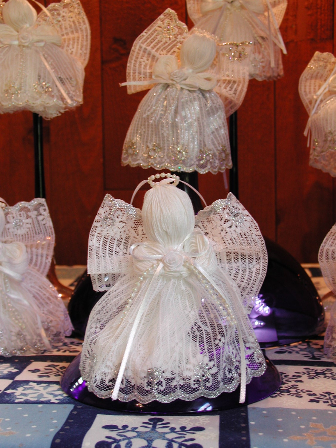 White Lace Angel, Angels and Pearls, Handmade Angels, 6 inch Angels, Angel Ornaments, Christmas Angels, by Leesa Jo Schenk, rrdesigns561