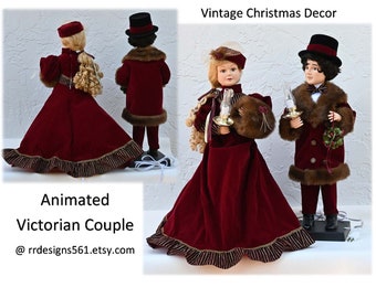 Animated Couple, Victorian Couple, Christmas Decoration, Vintage Couple boxed, Stands 27 inches tall, Traditions 1996 electric models