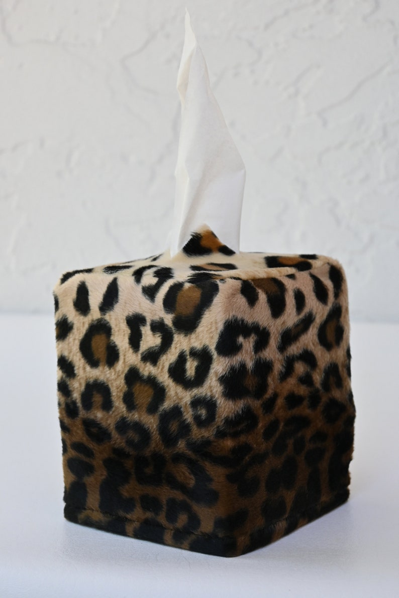 Animal Print Tissues, Zebra Print Tissues, Jaguar Print Tissues, Get Well Gift, Tissue Box Cover, washable Cover, Square Tissue Box Cover Dark Leopard