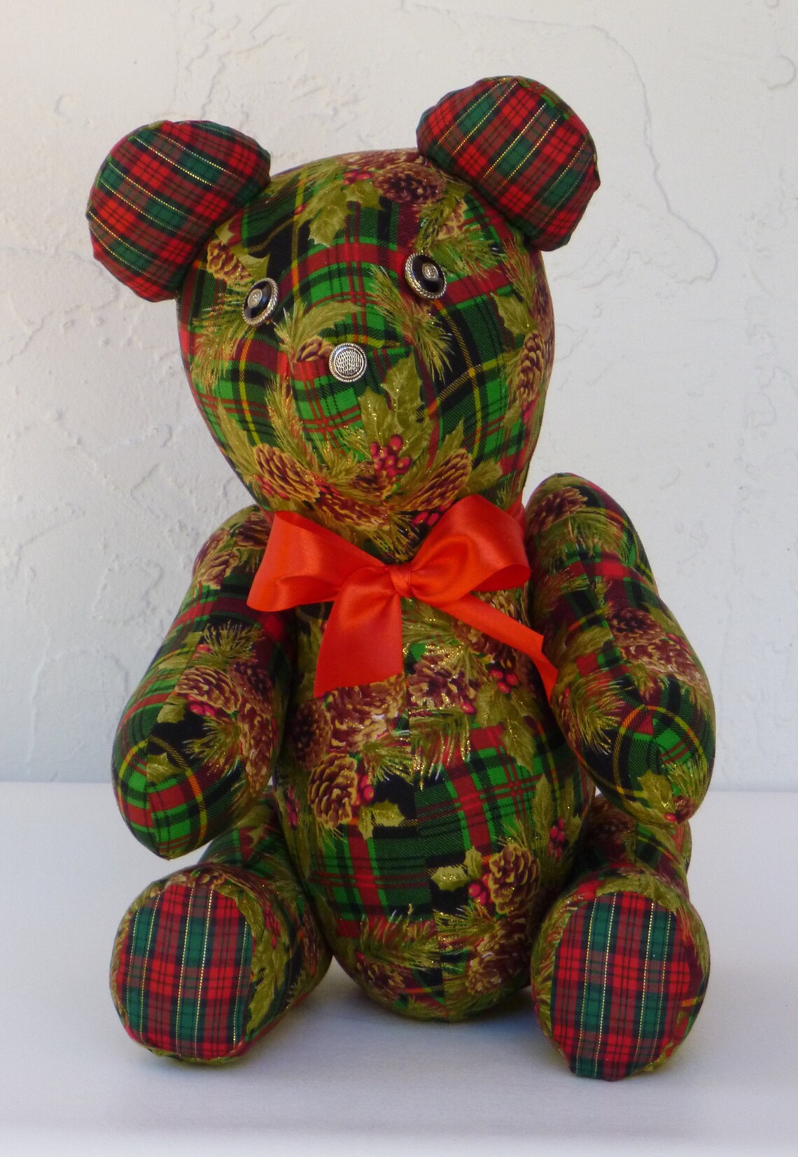 Retro Plaid Ribbon Plush Teddy Bear main image 0