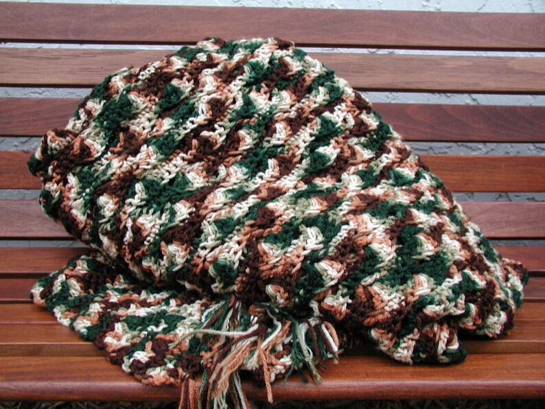 Cabins and Log Home Decor Fringe Throw Blanket Autumn Blanket Blanket Woodland Fall Man Cave Blanket Crochet Afghan
