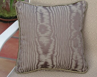 Golden Bronze Pillow, Solid Moire Fabric, Dark Bronze Golden, Toss Pillows with Trim, Throw Pillows, Accent Pillows, Bronze Moire Fabric