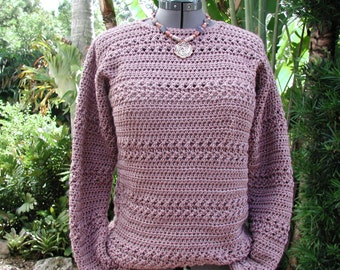 Crochet Sweater, Pullover Sweater, Dressy Sweater, Champagne Color, Handmade Sweater