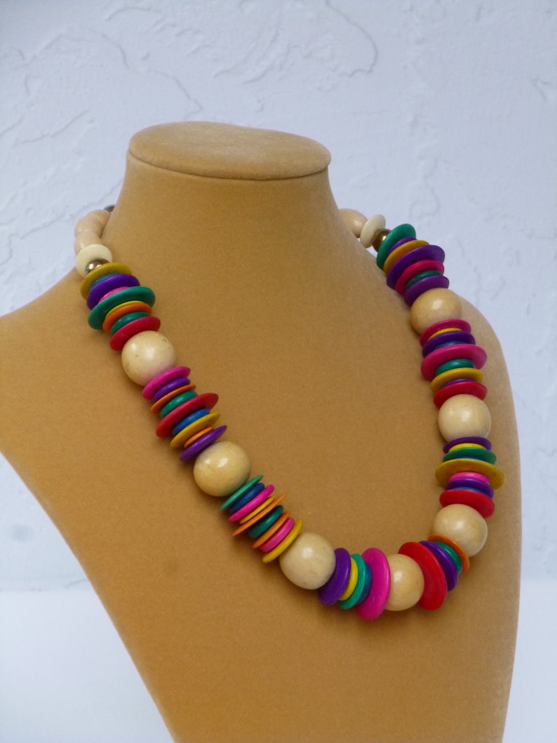 Multicolor - Miniature Handpainted Wooden Necklace With Beads