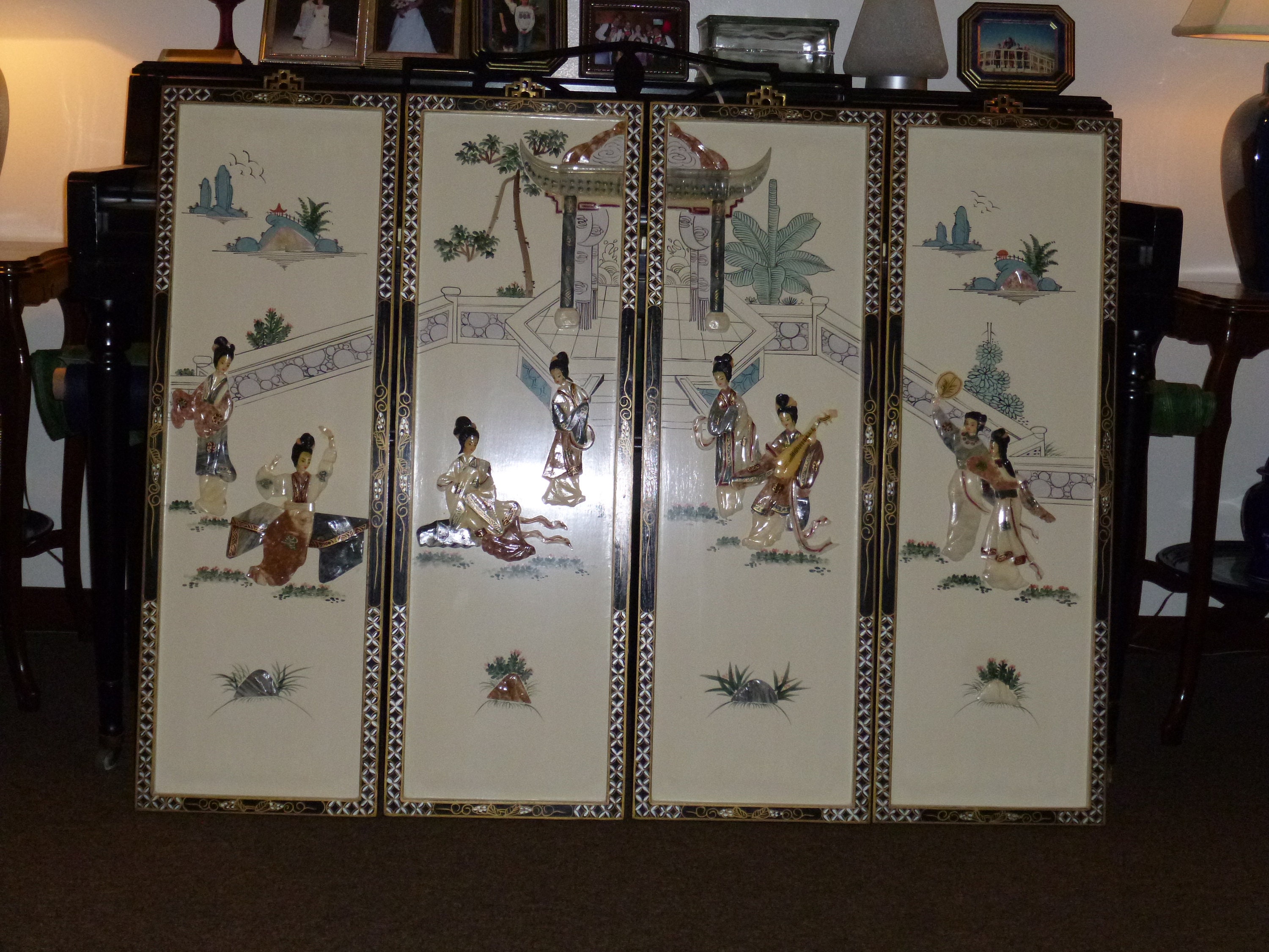 Oriental Wall Art Set of 4 Vintage Asian Chinoiseries Décor Etsy UK