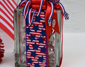 Interchangeable Glass Cube Bows, Seasonal Holiday Decor (Valentine, Easter, Christmas)