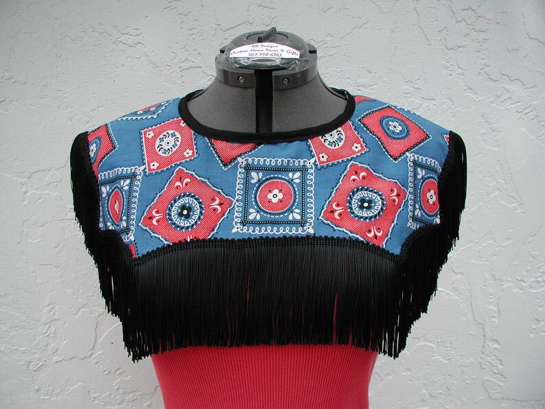 Fringe Neck Collar Chambray and Red Black Fringe Collar - Etsy