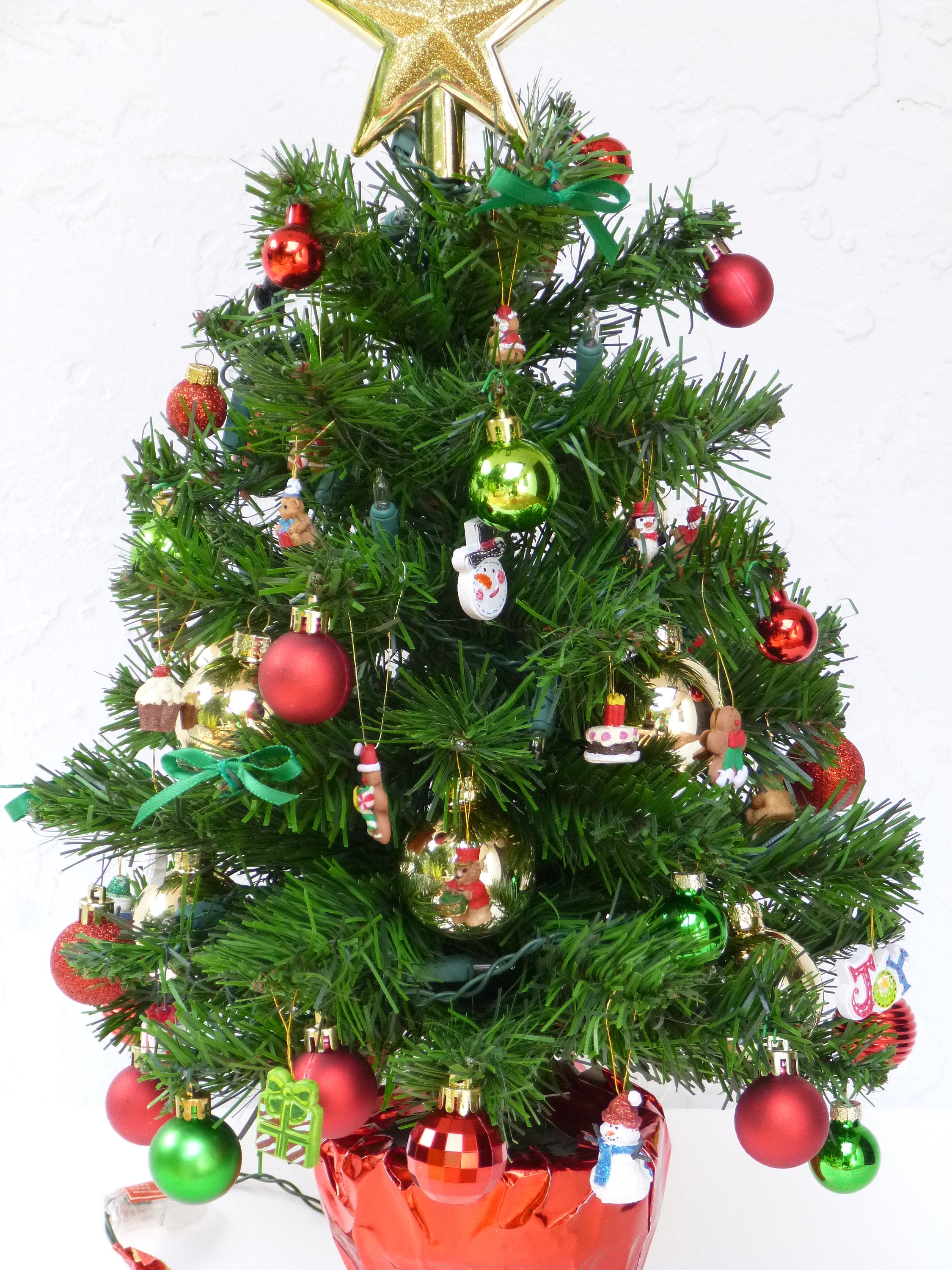 Miniature Christmas Tree Fully Decorated Tree 25 Clear Etsy