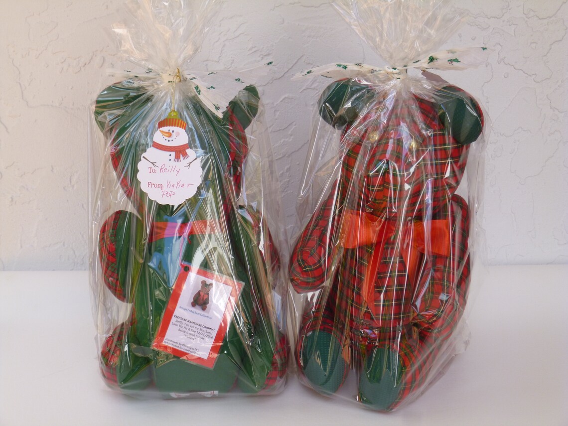 Retro Plaid Ribbon Plush Teddy Bear