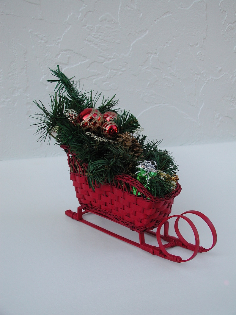 Holiday Decor Christmas Sleigh Small Wicker Sleigh Small