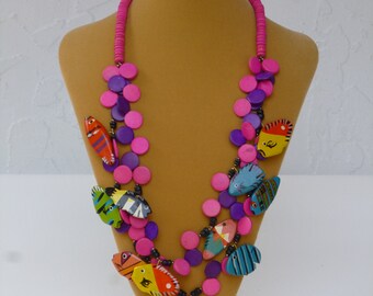 Collana con perline in osso di bufalo vintage, vintage boho in vendita su Italia