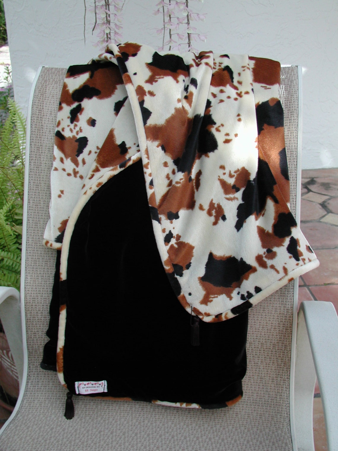 Brown Cow Blanket Cow Print Blanket Black Velvet Throw Etsy Australia