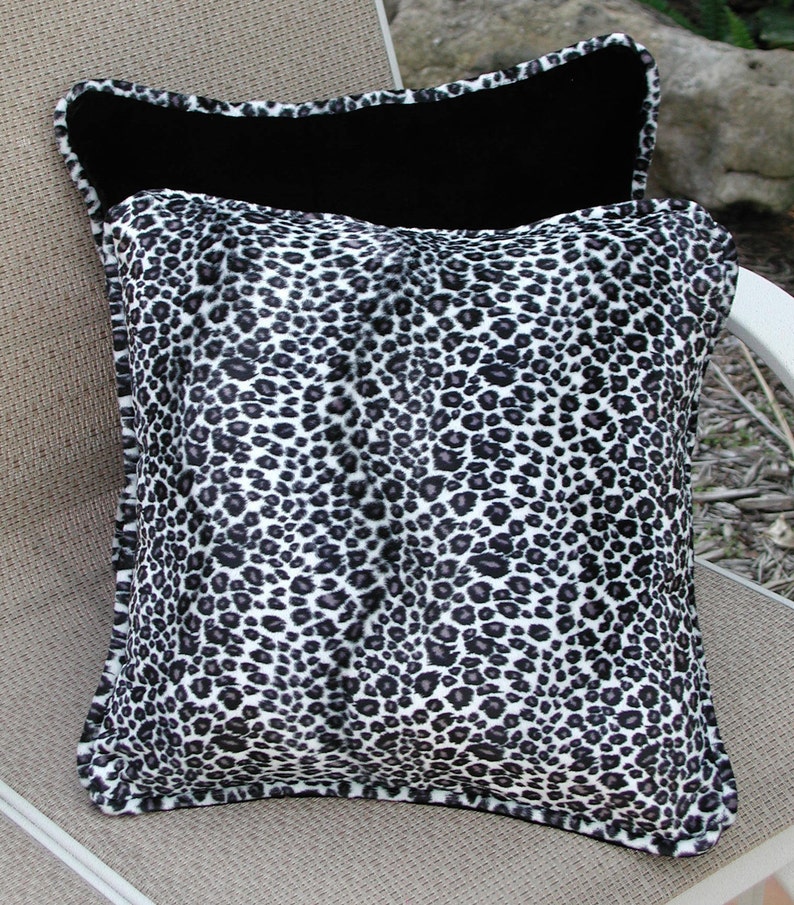 Leopard Throw Pillows Black and White Velvet Animal Print Etsy