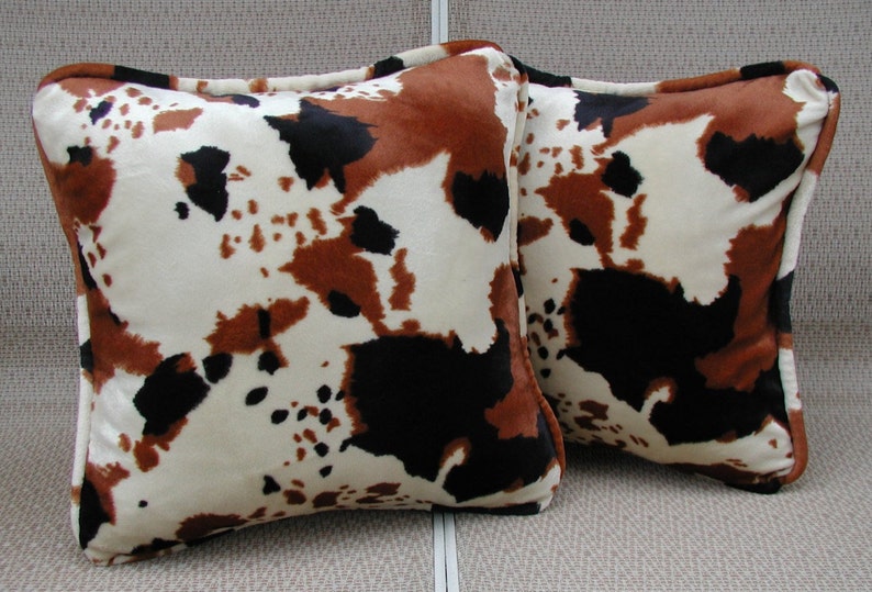 Brown Cow Pillows, Black Velvet Pillow, Pillows With Trim, Farm House