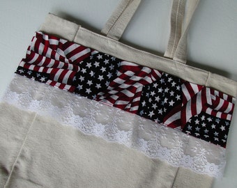 Tote Bags, Canvas Shopping Bag, Decorated Canvas Tote, Recyclable Grocery Bag, Red White and Blue, Daisy Tote Bag, Jelly Bean Tote, Washable