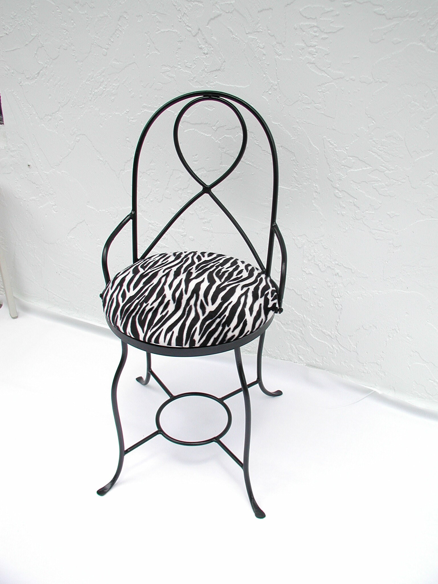 Zebra Black Wrought Iron Chair and Stool 2 in 1 Unique Design