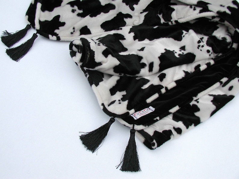 Sofa Throw Blanket Cow Print Blanket Black and White Black Etsy