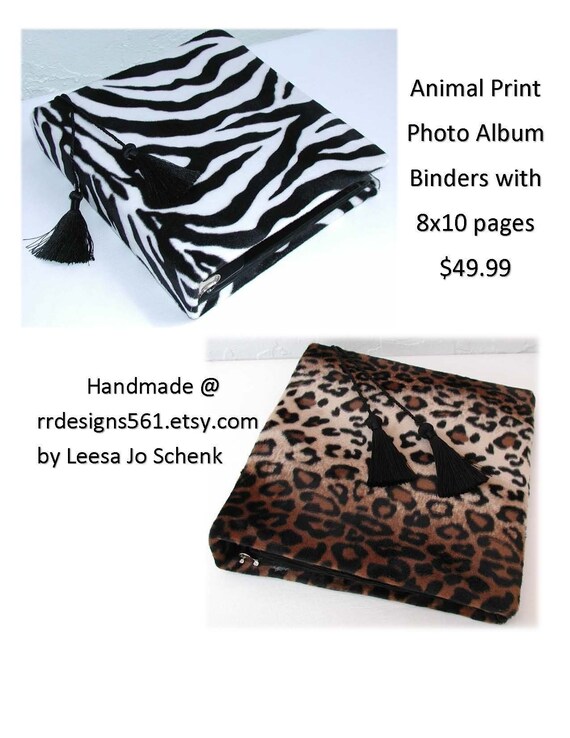 Zebra Album Binder Photo Albums Fabric Covered Album Animal Etsy