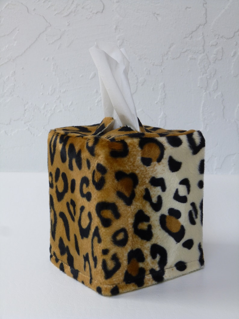 Animal Print Tissues, Zebra Print Tissues, Jaguar Print Tissues, Get Well Gift, Tissue Box Cover, washable Cover, Square Tissue Box Cover Golden Leopard