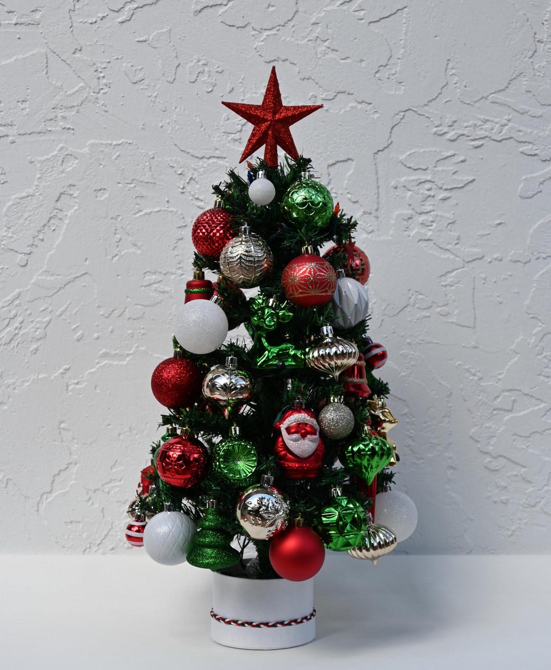 Miniature Christmas Tree, Fully Decorated Tree, 50 Clear Lights