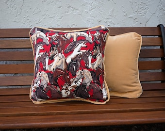 Cojín con estampado de caballos, cojín decorativo de terciopelo suave