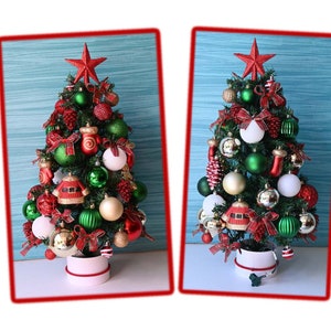 Miniature Christmas Tree, Fully Decorated Tree, 50 Colored Lights, Tree with Lights, Tabletop Tree, Christmas Centerpiece, rrdesigns561 image 6