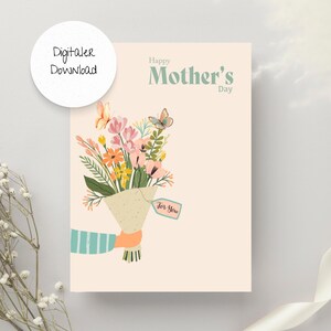 Tarjeta del día de la madre, descarga digital, tarjeta del día de la madre, regalo, madre, mamá, plantilla para imprimir, tarjeta para imprimir, PDF, día de la madre