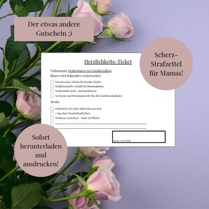 Voucher voor moeders, Moederdag, leuk parkeerticket, verjaardagscadeau, hartelijkheidsticket, cadeau moeder, , PDF, downloaden, voucher