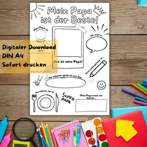 Father's Day gift, Dad's birthday, Dad gift, Digital download, Coloring page for children, Dad card, Best Dad, Dad picture