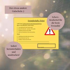 Voucher voor vriendinnen, beste vriend(in), parkeerkaart voor plezier, verjaardagscadeau, vriendschapsticket, PDF, downloaden, voucher